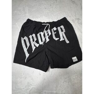 Manfinity Proper Shorts Mens XL Black Graphic Print Athletic Streetwear Gym
